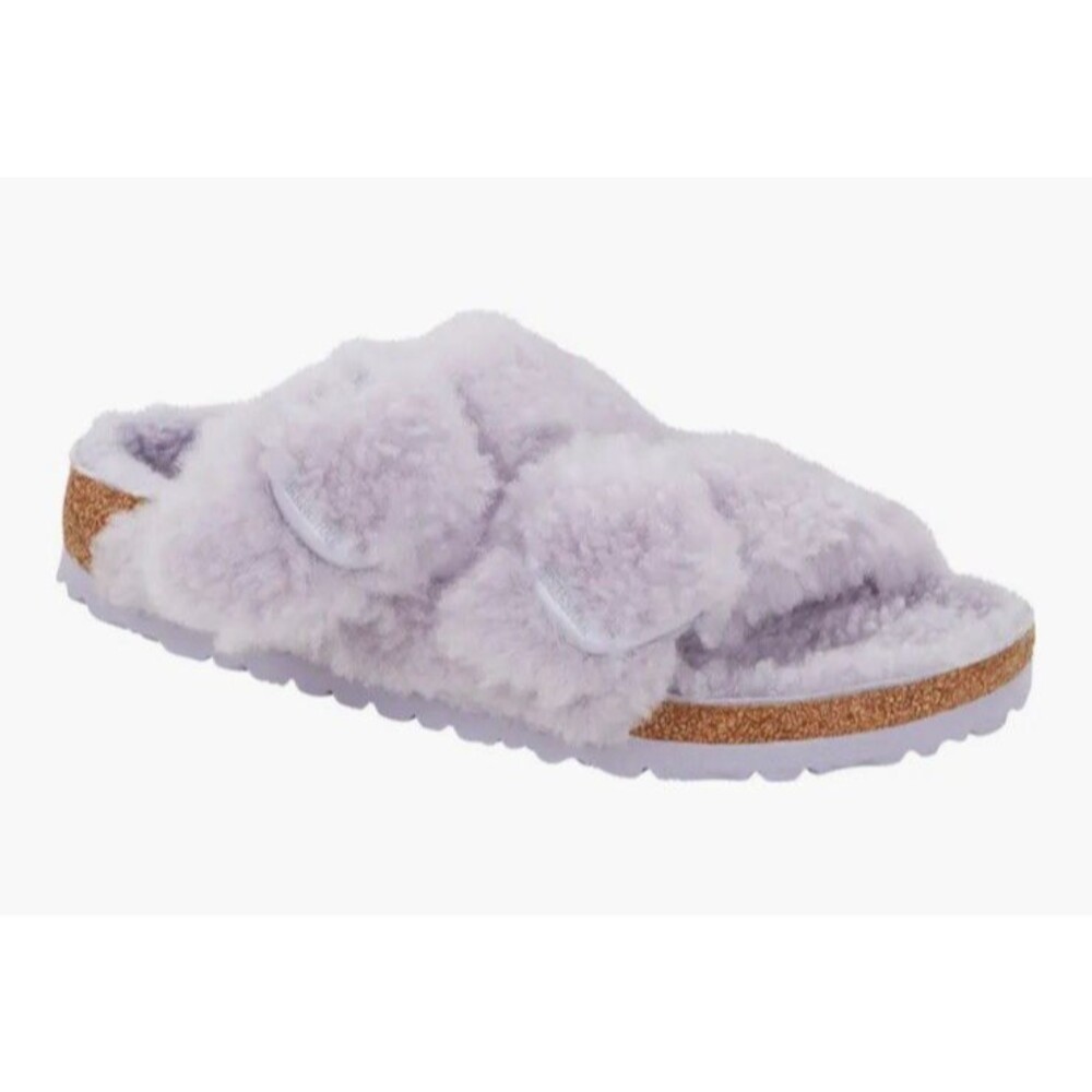 40N Discontinued Birkenstock Arizona Shearling Purple Fog Big Buckle $180